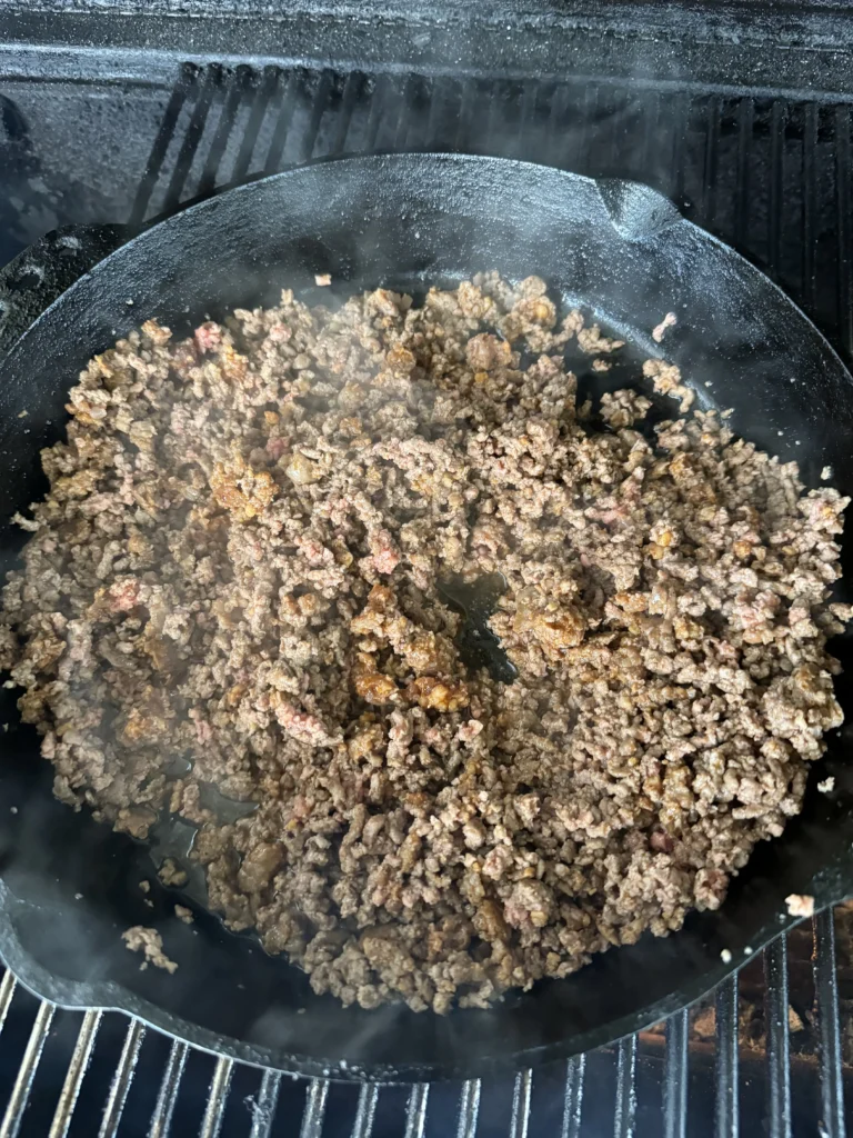 browning the meat for chili