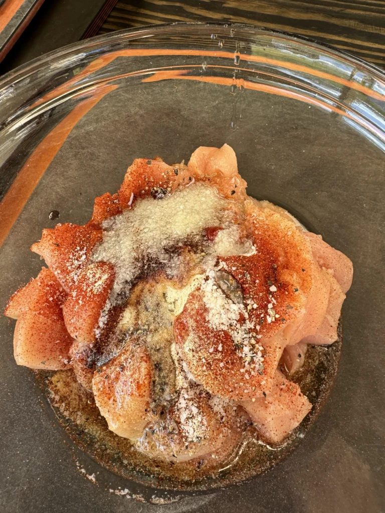 marinating chicken with the seasonings
