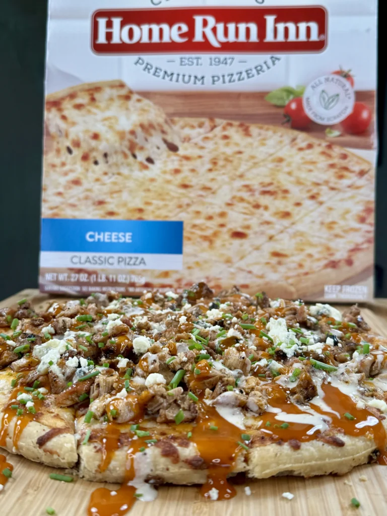 up close on buffalo chicken pizza