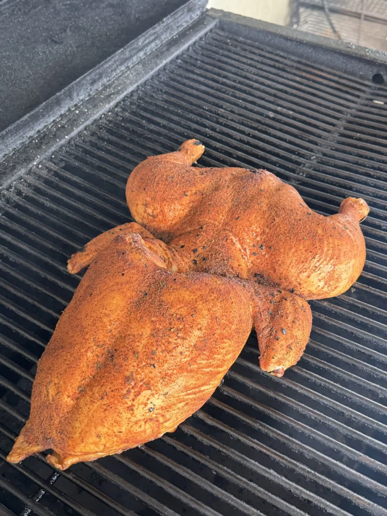 smoking the chicken