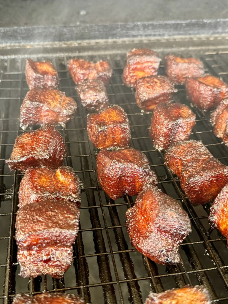 smoked pork belly as burnt ends