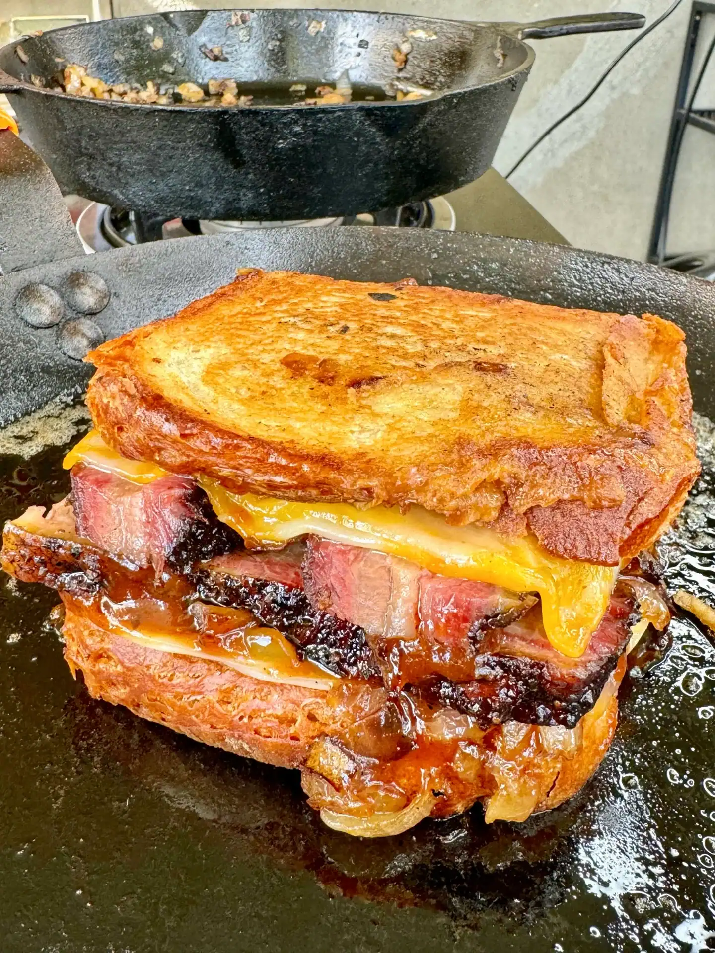 brisket melt on a cutting board