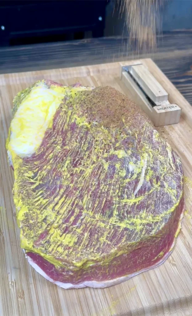 brisket thats ready to go on the smoker