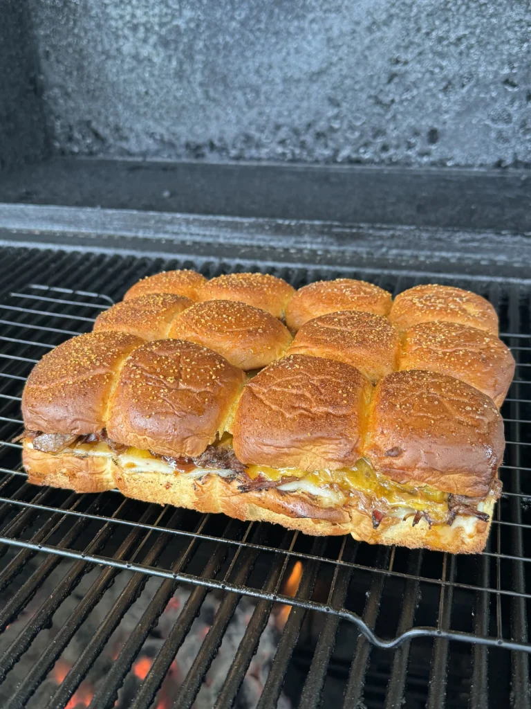 bbq beef sliders on the smoker
