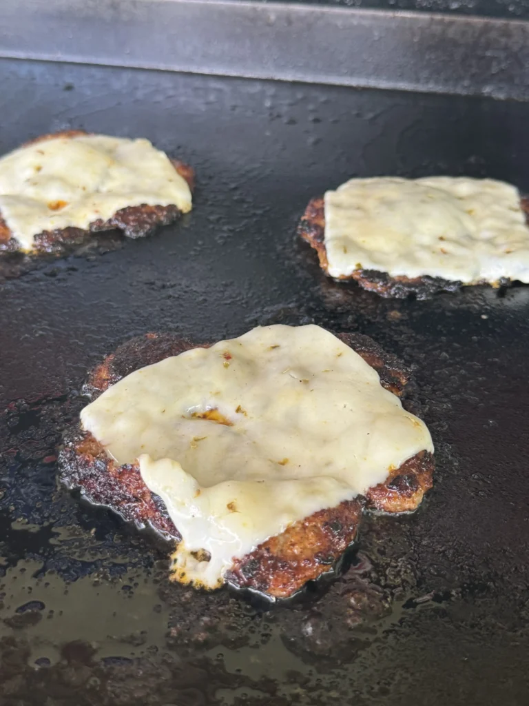 pepper jack cheese on the patties
