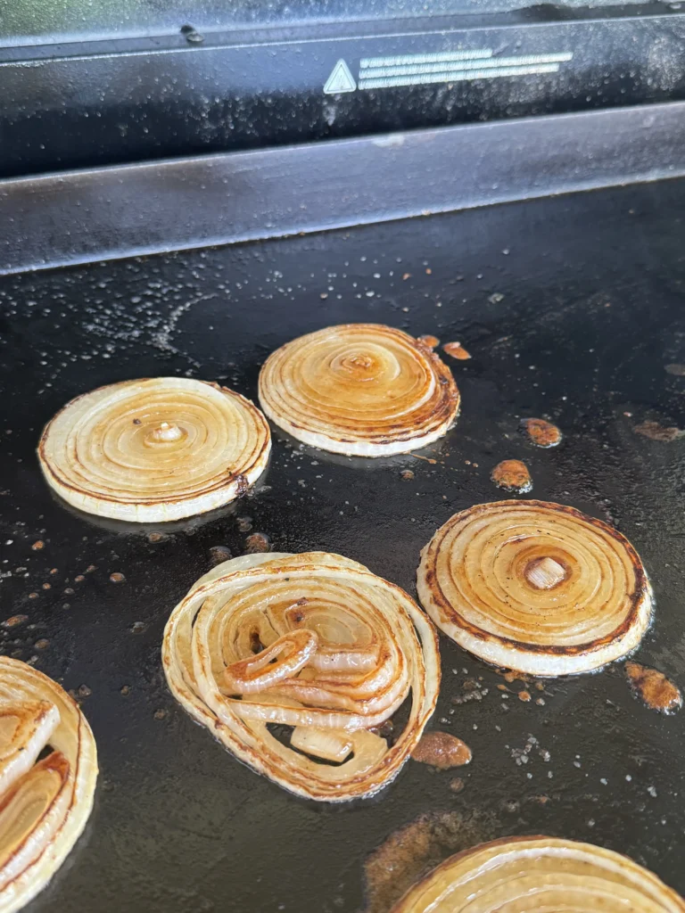 cooked onions for the breakfast patty melt