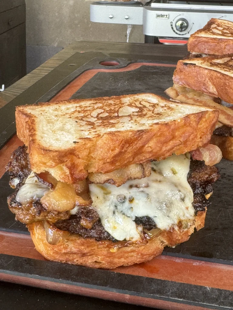 final patty melt on a cutting board