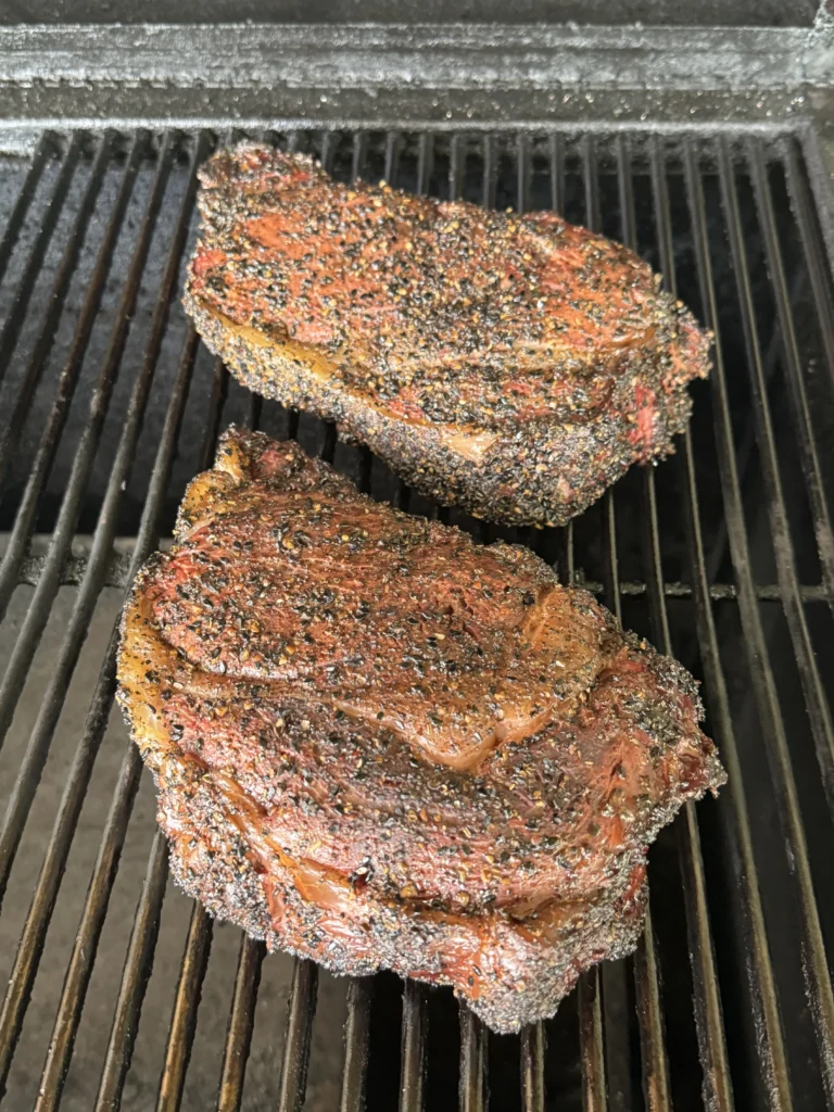 grilling ribeyes on the hasty bake