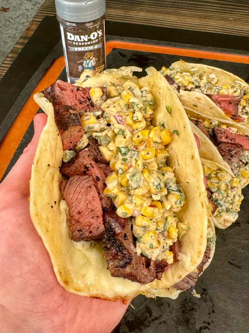 elote steak tacos