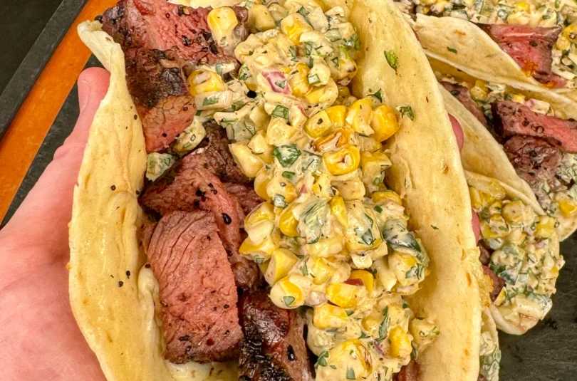elote steak tacos