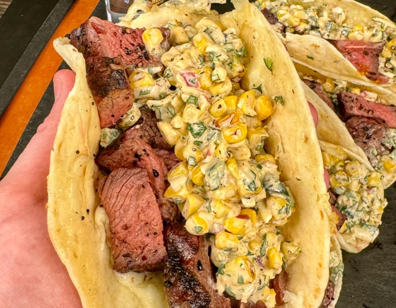 elote steak tacos