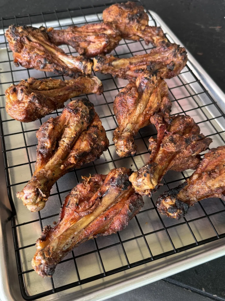 finalizing the chicken drum legs