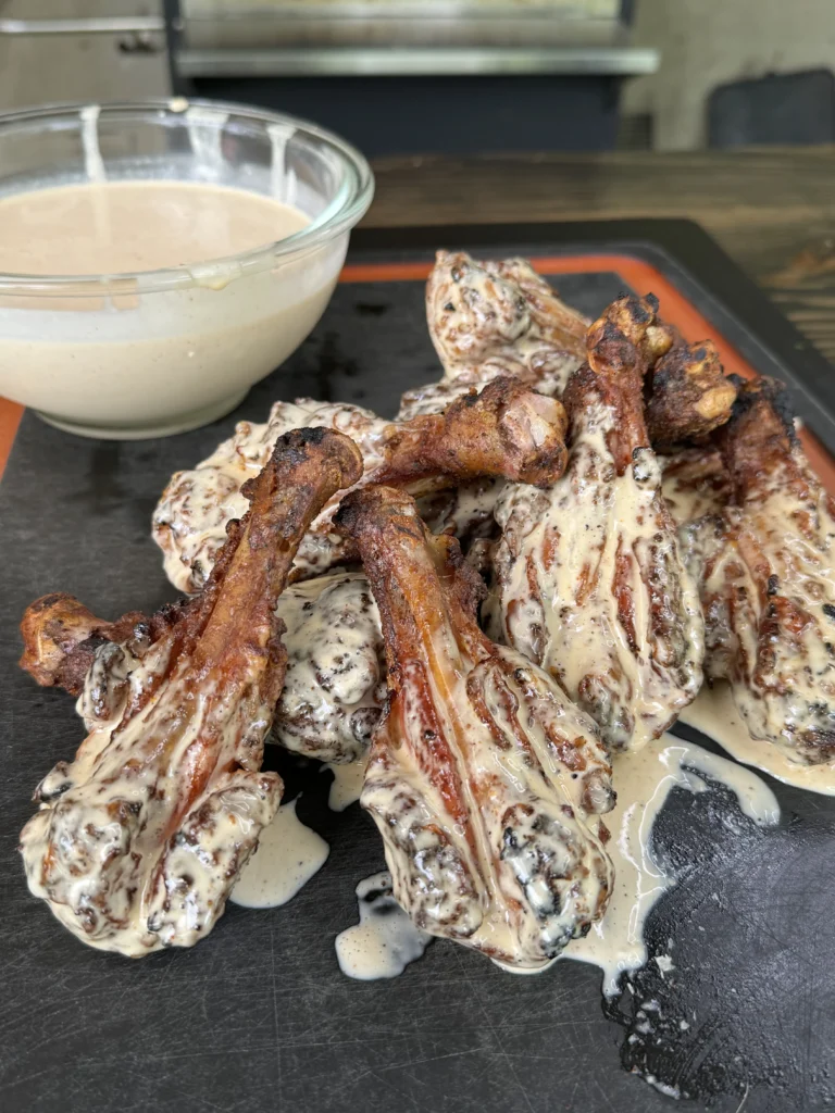 finished chicken with the white sauce