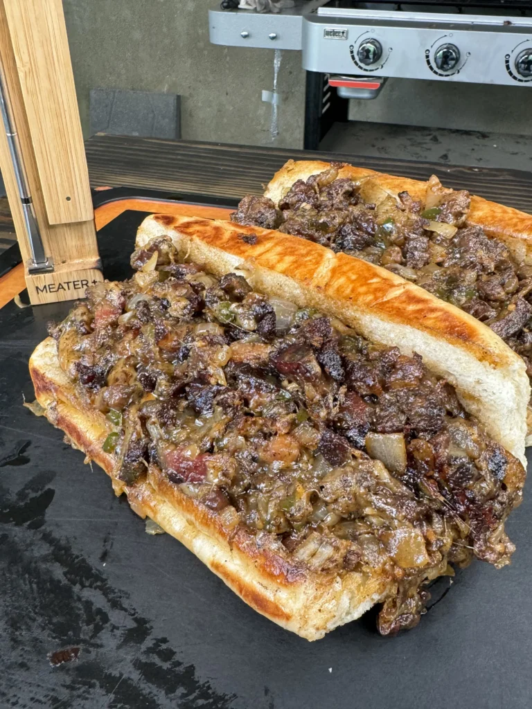 up close on the cheesesteaks