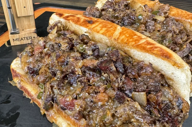up close on the cheesesteaks