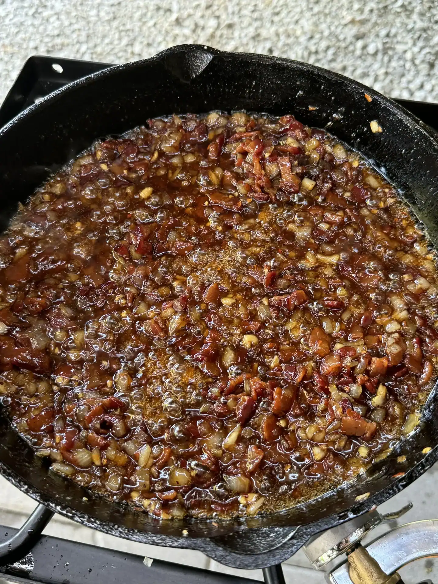 bacon jam in a cast iron