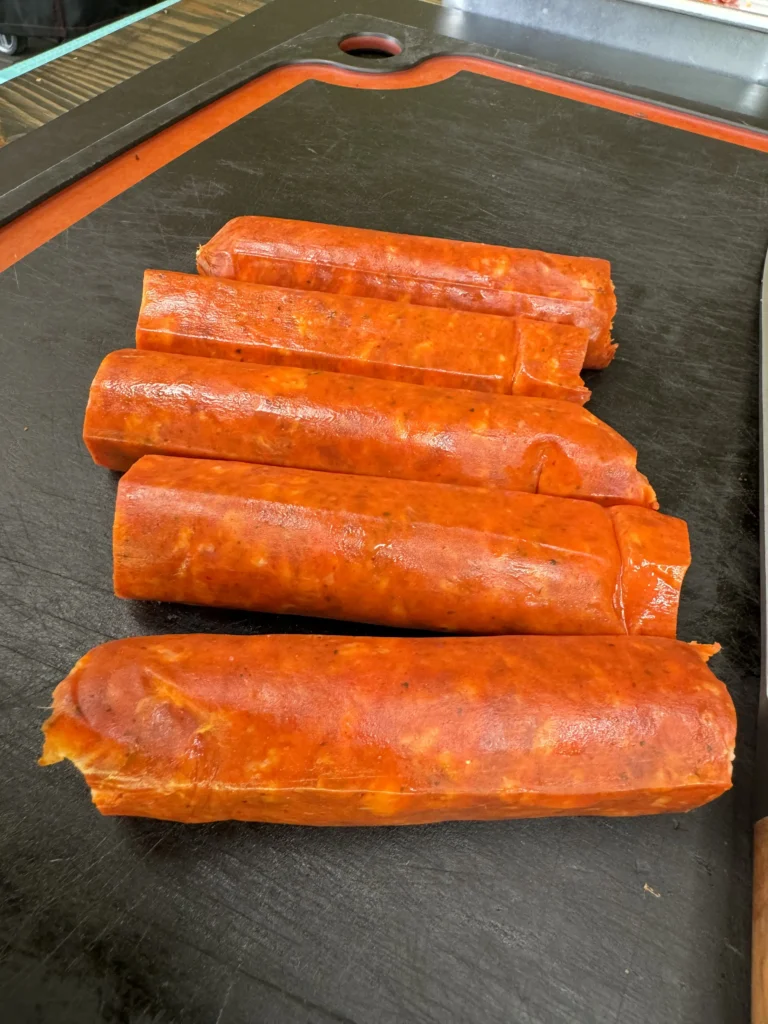 chorizo on the cutting board