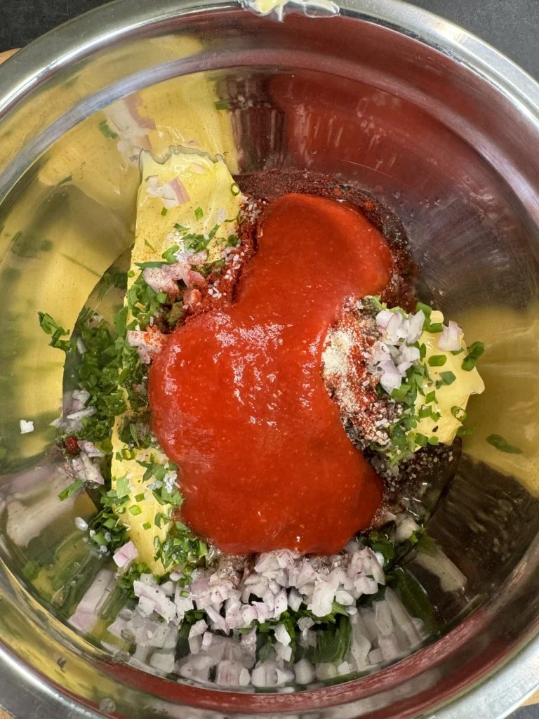 making of the honey sriracha butter