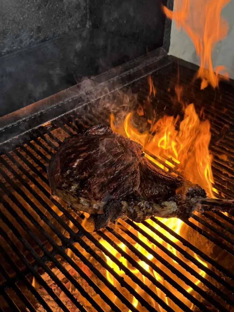 searing the steak