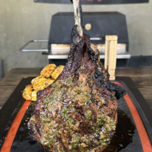giant ribeye on cutting board