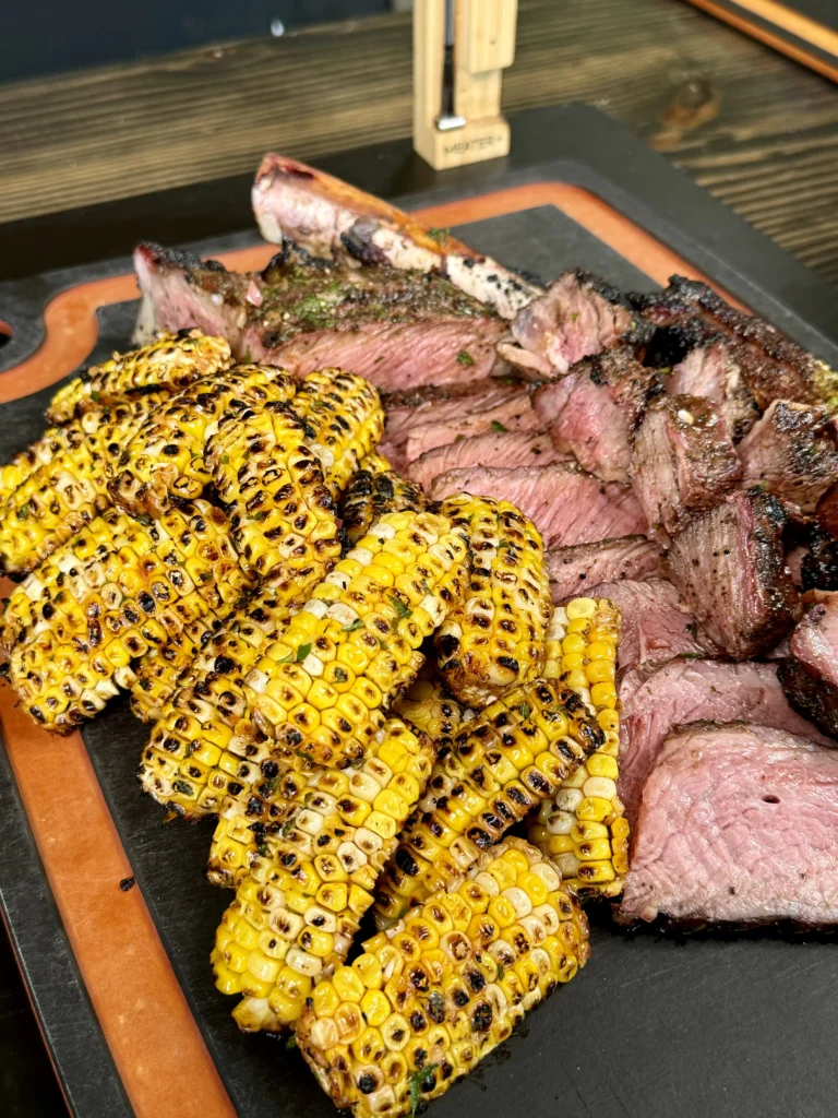 corn slabs and steak
