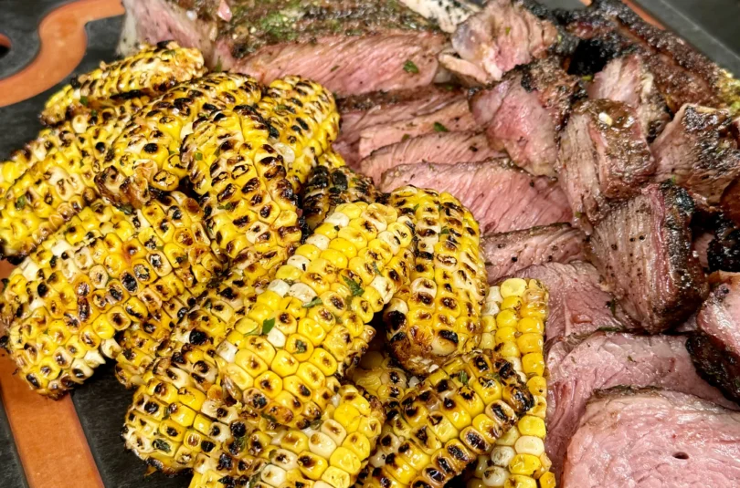 corn slabs and steak