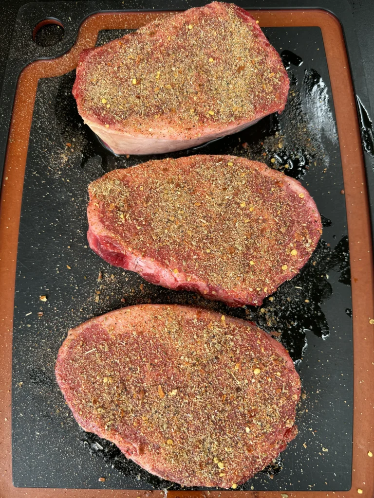 seasoned ribeyes