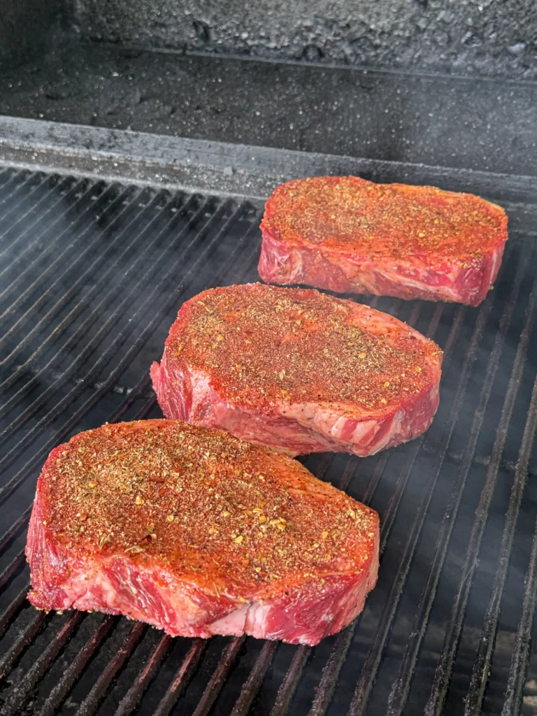 cajun steaks on the grill