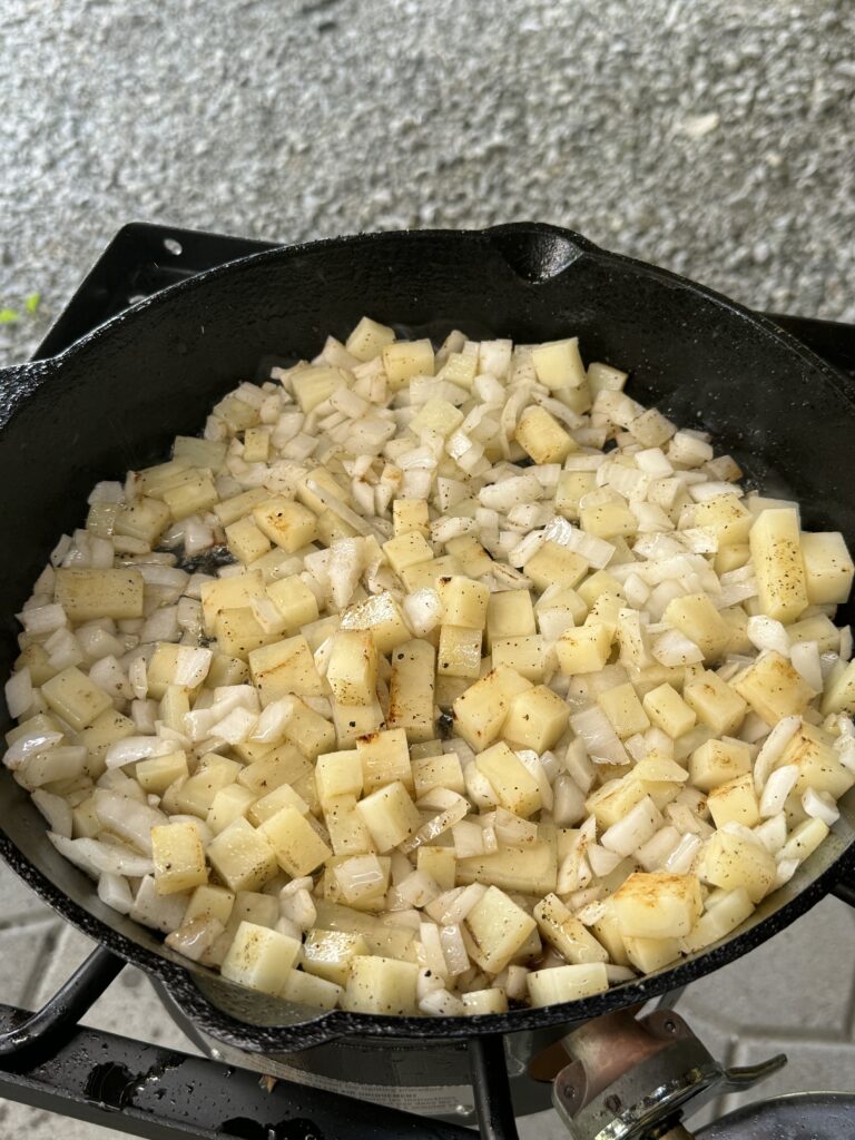 prepping the potatoes