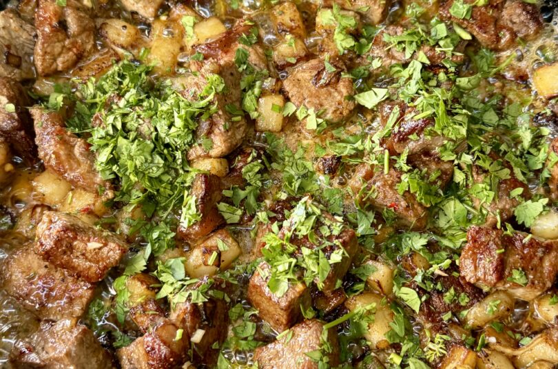 steak and potatoes with cowboy butter