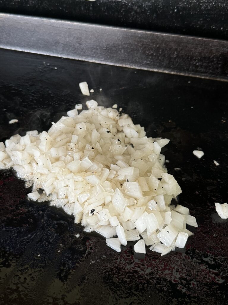 cut onions on the grill