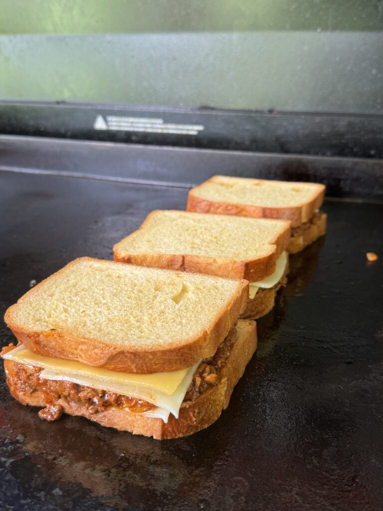 almost finished grilled cheese sandwhiches