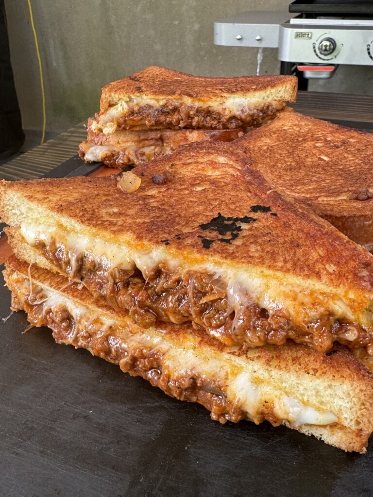 cut in half grilled cheese sloppy joe 