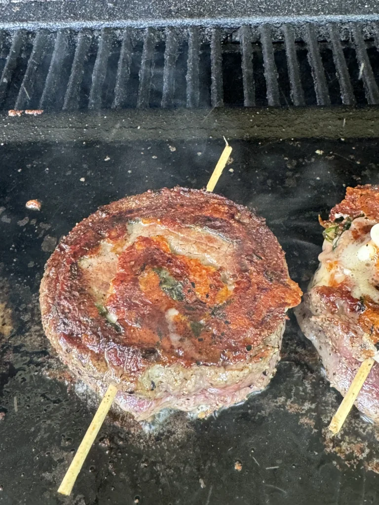 finished grilled steak pinwheels