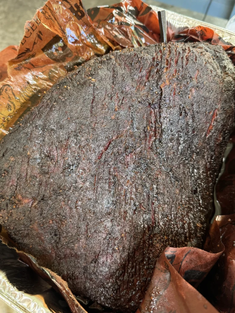 juicy brisket in the butchers paper