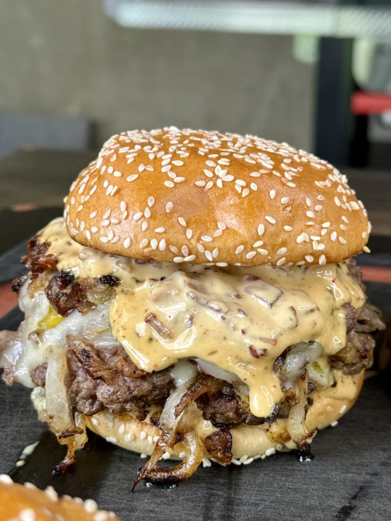 finished double smash burgers