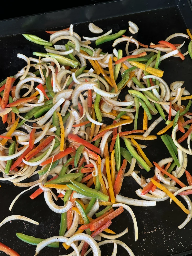 cooking vegetables on the griddle
