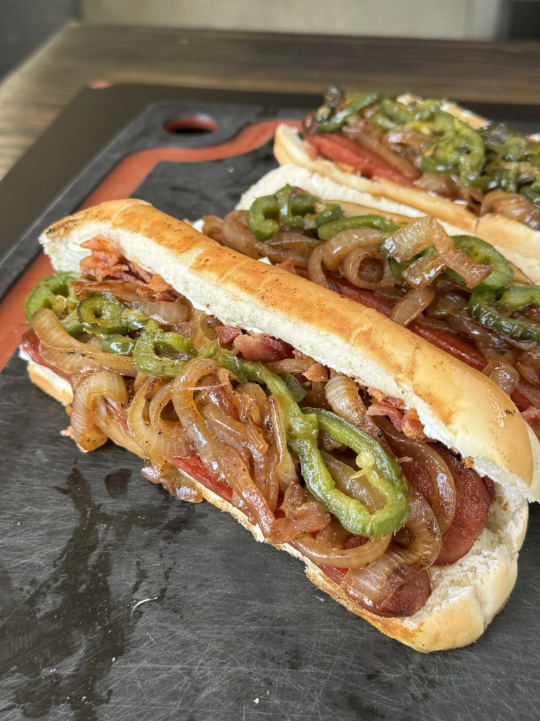 hot dogs on the cutting board