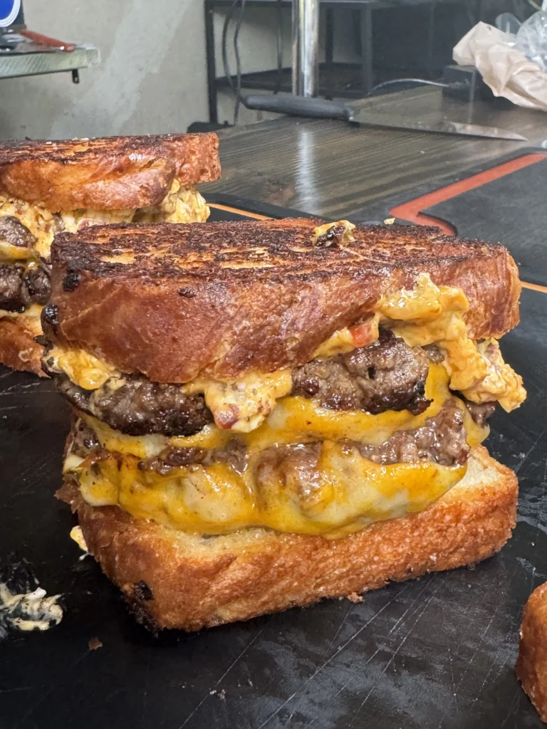 forming the final jalapeno popper patty melts