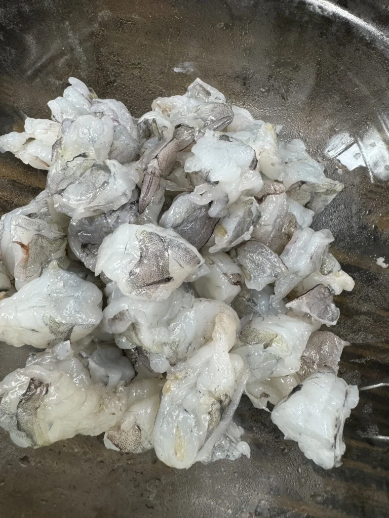cooking the shrimp for the tacos