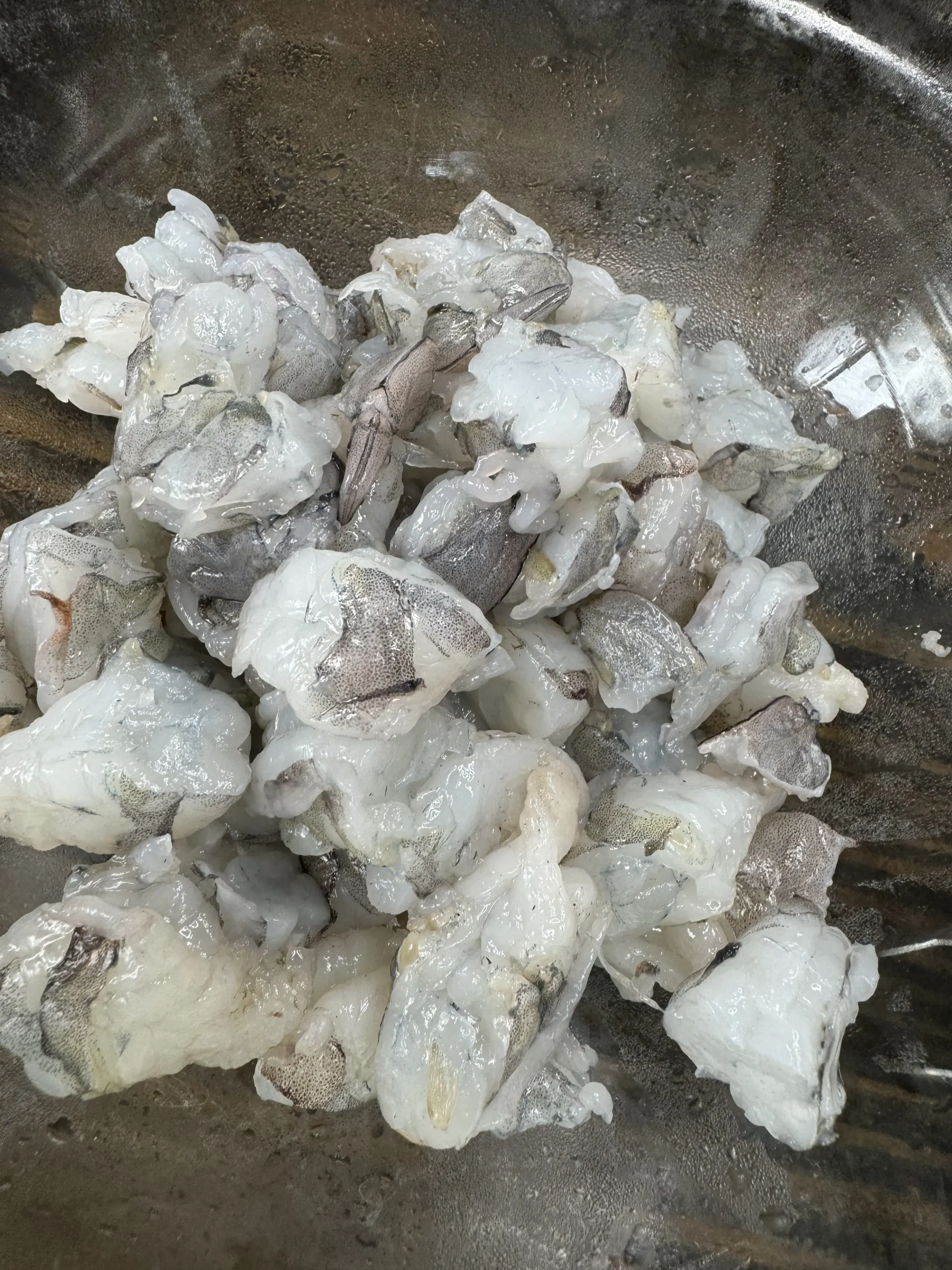 cooking the shrimp for the tacos