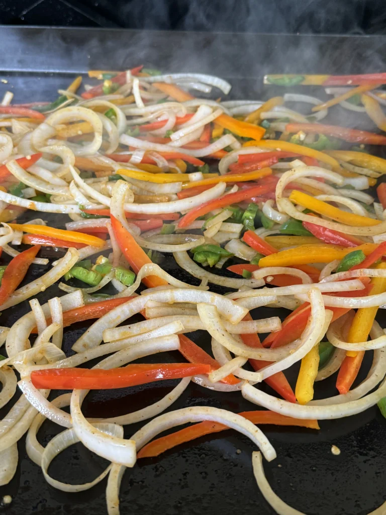 cooking vegetables for the tacos