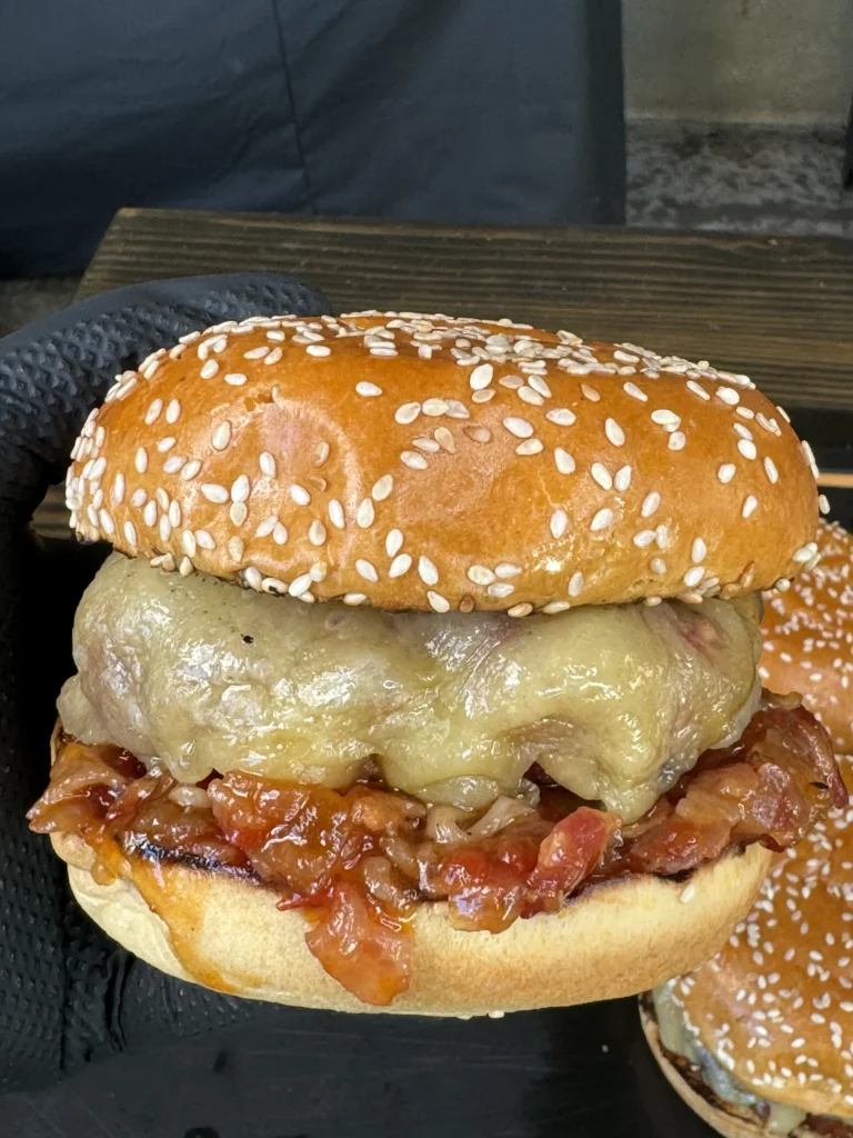 finalized bacon jam cheese burgers
