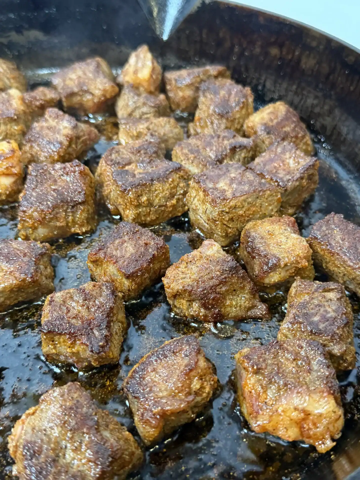 cooking steak bites