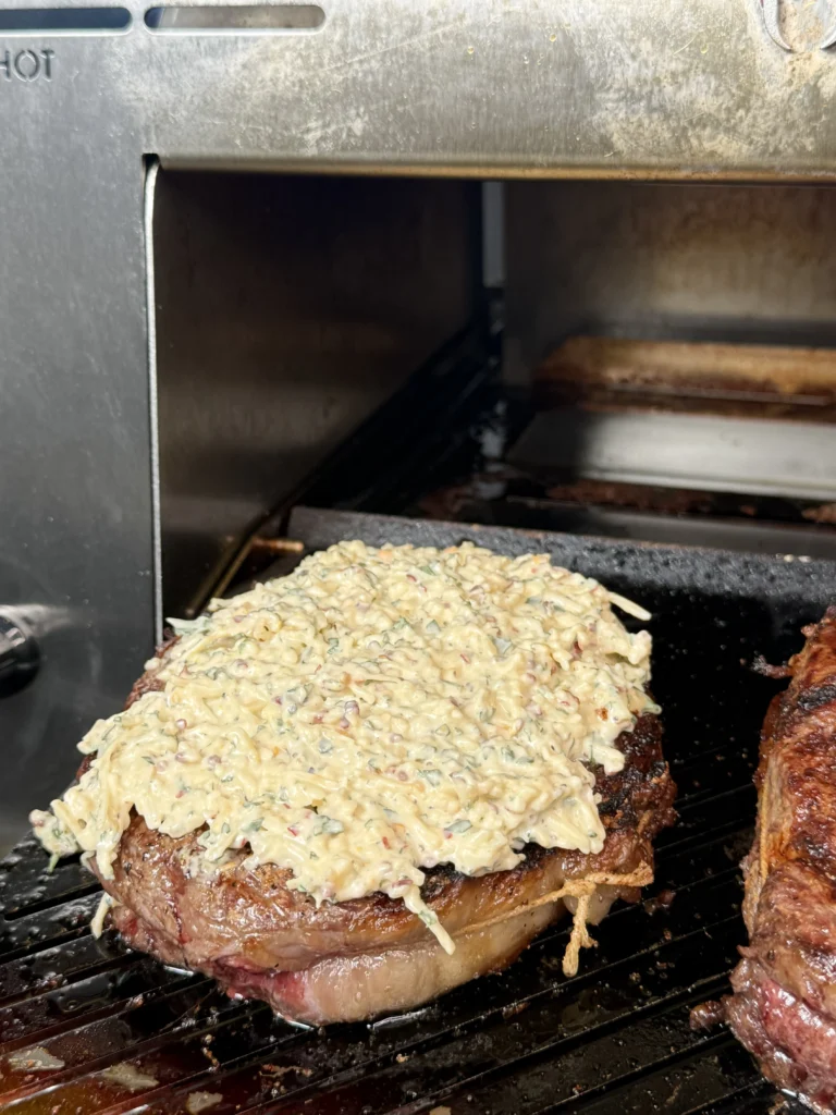 cheese on the steak 