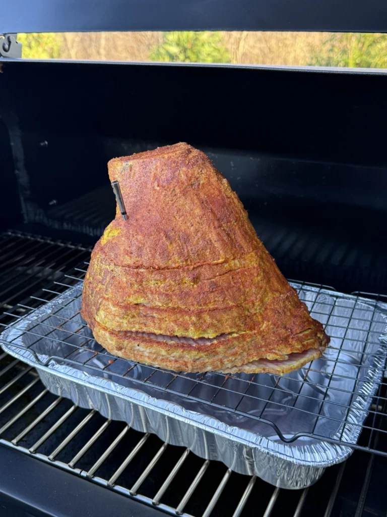 smoking a ham in the pellet smoker