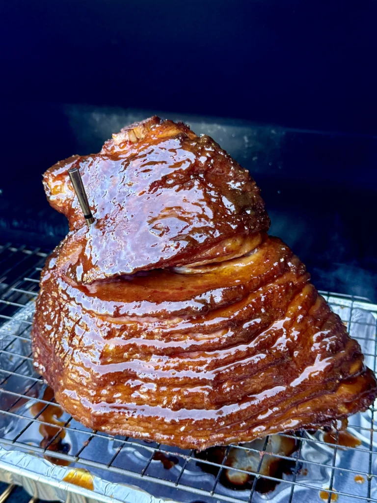smoked honey mustard ham on the grill
