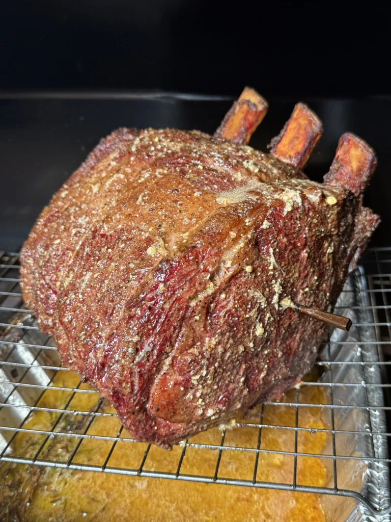 prime rib in the pellet smoker