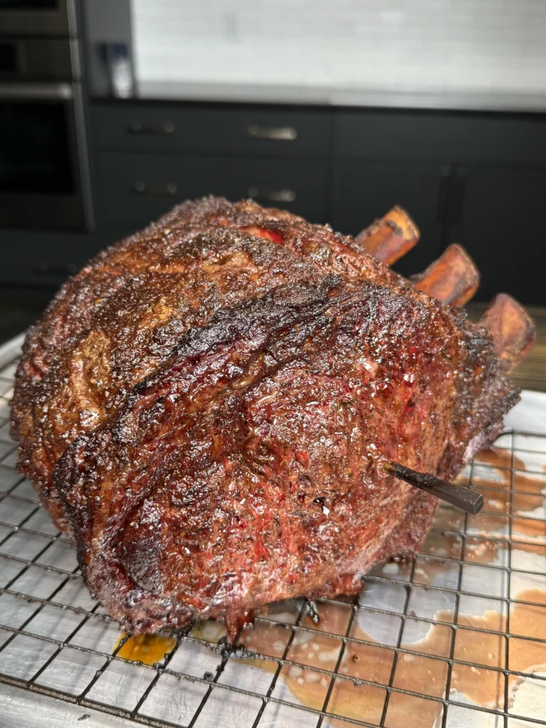 up close on the meat resting