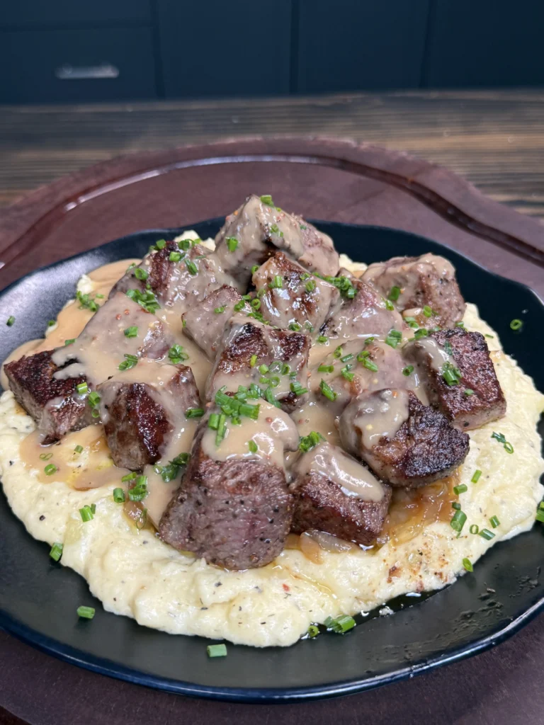 steak and mashed potatoes